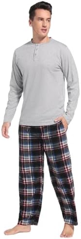 DG Hill Mens Pajama Pants - Pajamas Set Flannel PJ Pants for Men Cotton Top by DGHill