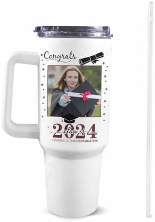 Personalized Graduation Gifts for Him Her, 40oz Personalized Graduation Tumblers Class Of 2024 Gifts, Custom Graduation Cup with Photo Name, High School College Masters Degree Congratulations Gift - Image 2