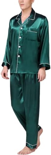 SWOMOG Mens Silk Satin Pajamas Set Long Sleeve Sleepwear Button-Down Pj Two-piece Loungewear with Long Pants S-XXL - Image 3
