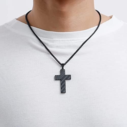DuoDiner 18+2" Cross Necklace for Men Boys Christian Confirmation Gifts - Image 2