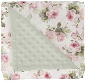 Cottage Chic Rose Flower Baby Blankets for Girl Boy Pastel Pink Floral Leaves Soft Mink Dotted Backing Double Layer Receiving Blanket Toddler Vintage Country Blossoms Nursery Bed Blanket 30x40 by GrowhappyGrowhealthy
