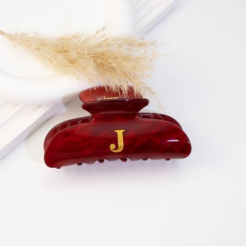 Acrylic Letter Hair Clips for Women - Red Monogram Hair Claw Alphabet Large Hair Clip, Fashion Glitter Claw Clips Elegant And Durable Hair Accessory, Letter L - Image 4