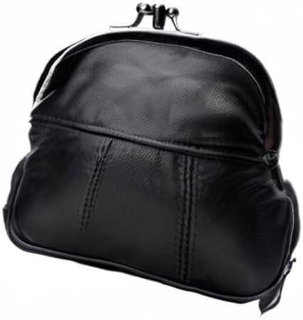 Leather Impressions Small Coin Purse for Women & Men - Genuine Leather Change Purse 5.24 x 4.41 x 1.61- Mini Twist Clap Black Coin Pouch for Credit Card & Keys, Best Gift for Men,Women & Kids