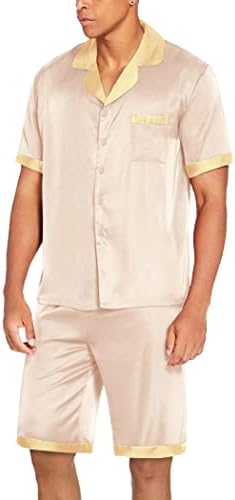 Ekouaer Men Silk Pajamas Set 2 Pieces Satin Pj Button Down Loungewear Sets - Image 2