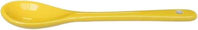 Yellow 6 pcs Porcelain Egg Spoons Ceramic Spoons 4.7 inch Coffee Dessert Yogurt Tea Milky Tea