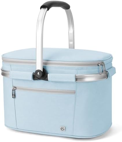ALLCAMP Picnic Basket, 22L Insulated Cooler Foldable, Thick, Light Blue by ALLCAMPOUTDOORGEAR