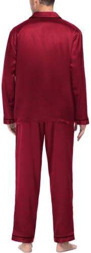 SWOMOG Mens Silk Satin Pajamas Set Long Sleeve Sleepwear Button-Down Pj Two-piece Loungewear with Long Pants S-XXL - Image 3