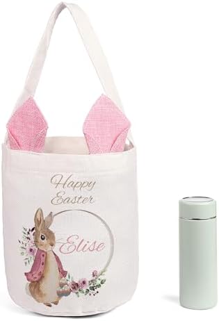 Personalized Bunny Ears Bucket Bag with Custom Name Photo-Easter Bag with Handle-Soft Egg Basket -Customized Easter Basket-Great for Carrying Gift Easter Eggs (Styles 3) - Image 7