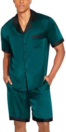 Ekouaer Men Silk Pajamas Set 2 Pieces Satin Pj Button Down Loungewear Sets - Image 5