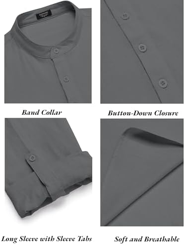 COOFANDY Men’s 2 Piece Cotton Linen Set Casual Beach Outfits Long Sleeve - Image 4