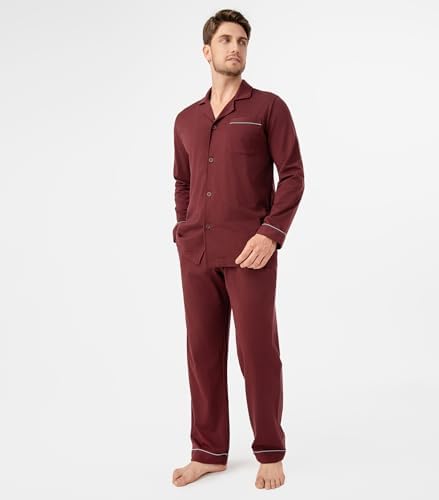 DAVID ARCHY Men's Pajama Set, Premium Combed Cotton Long Sleeve Sleepwear - Image 2