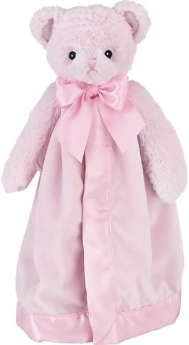 Bearington Baby Huggie Bear Snuggler, 15 Inch Pink Teddy Plush Stuffed Animal Security Blanket Lovey for Babies by BearingtonCollection
