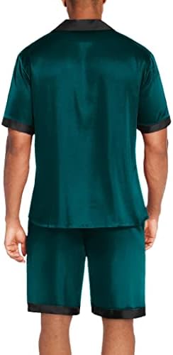 Ekouaer Men Silk Pajamas Set 2 Pieces Satin Pj Button Down Loungewear Sets - Image 3