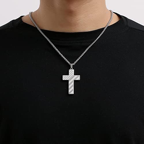 DuoDiner 18+2" Cross Necklace for Men Boys Christian Confirmation Gifts - Image 2