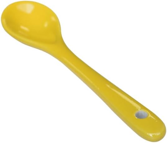 Yellow 6 pcs Porcelain Egg Spoons Ceramic Spoons 4.7 inch Coffee Dessert Yogurt Tea Milky Tea