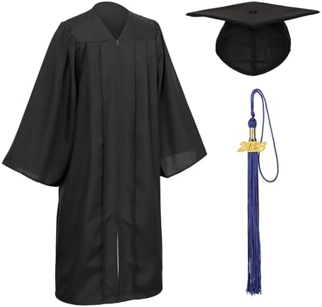 Unisex Matte Graduation Cap and Gown Tassel Package for High School and Bachelor by DDODOU