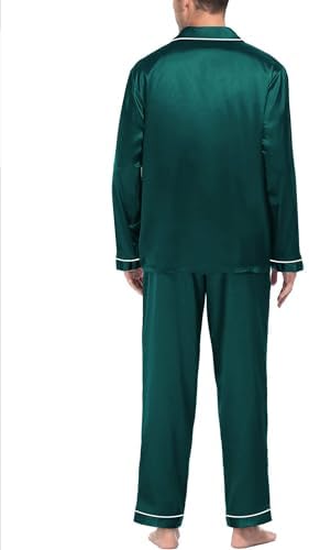 SWOMOG Mens Silk Satin Pajamas Set Long Sleeve Sleepwear Button-Down Pj Two-piece Loungewear with Long Pants S-XXL - Image 5