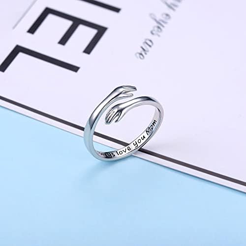 Yesteel S925 Sterling Silver Hug Ring for Women Teen Girls, Adjustable Ring Jewelry Mothers Day Birthday Gifts for Daughters Mom Sister Wife Friends Grandma - Image 6