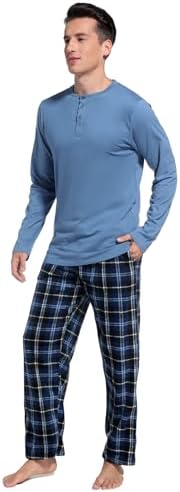 DG Hill Mens Pajama Pants - Pajamas Set Flannel PJ Pants for Men Cotton Top by DGHill