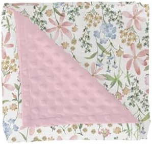 Boho Floral Baby Blankets for Girl Boy Pink Blossom Leaves Soft Mink Dotted Backing Double Layer Swaddle Receiving Blanket Spring Wildflowers Plant Bed Throws for Newborn Toddler Crib Stroller 30x40 by GrowhappyGrowhealthy