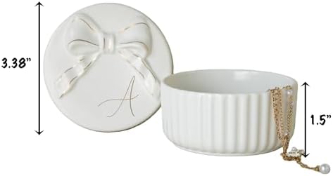 COLLECTIVE HOME Ceramic Jewelry Box with Bow, Nightstand Vanity Decor(U) - Image 2