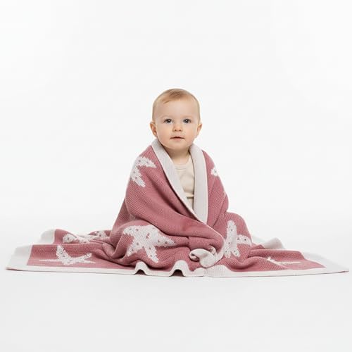 Baby Blanket 30x40 in, Antique Rose – Soft Reversible Knit with Gift Bow, Oeko-Tex Certified, Breathable Swaddle & Receiving Blanket for Newborns, Crib & Stroller by LittleDedi