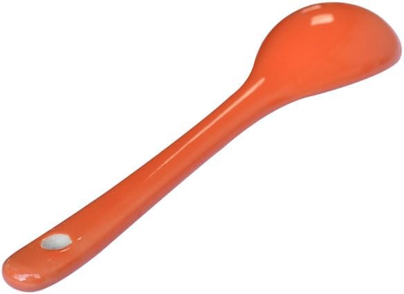 Orange 6 pcs Porcelain Egg Spoons Ceramic Spoons 4.7 inch Coffee Dessert Yogurt Tea Milky Tea