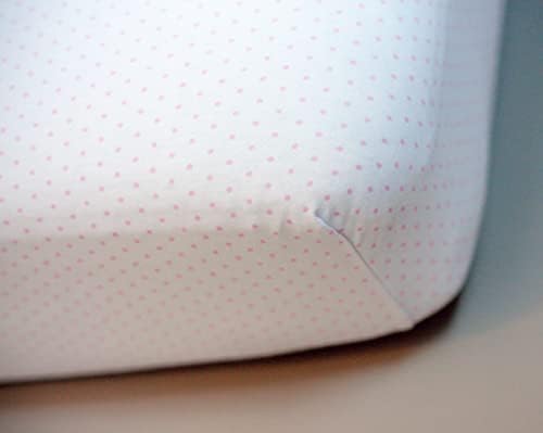 SheetWorld Fitted 100% Cotton Jersey Moses Basket Sheet 13 x 27, Pink Pindot, Made in USA - Image 5