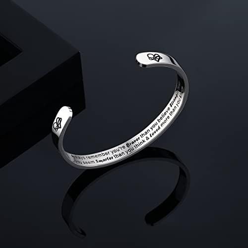 TONY & SANDY Inspirational Bracelets for Women Teen Girls Personalized Gifts for Daughter Granddaughter Mom Sister Friends Stainless Steel Engraved Cuff Birthday Easter Christmas - Image 3