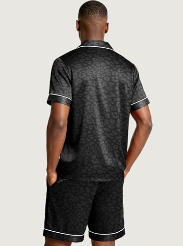 Ekouaer Mens Silk Satin Pajamas Set Short Sleeve Button Up Lounge Pjs Set - Image 6