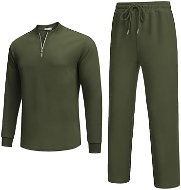COOFANDY Men's 2 Piece Tracksuit Set Polo Athletic Sweatsuit Quarter Zip Jogging Long Sleeve Casual Sports Outfits - Image 4