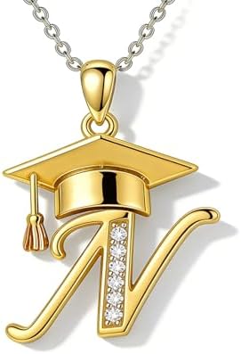 Graduation Gifts for Women, 18K Gold Graduation Initial Necklace A-Z, Inspiring Grad Pendant Necklace Present, College Seniors High School Graduations Jewelry Gifts by VyrnissJewelry