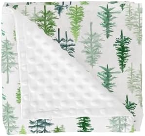 Watercolor Green Pine Trees Baby Blankets for Girl Boy Pine Forest Landscape Soft Mink Dotted Backing Double Layer Swaddle Receiving Blanket Nature Adventure Toddler Nursery Bed Blanket Crib 30x40 by GrowhappyGrowhealthy