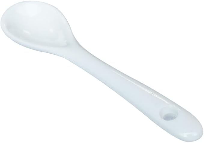 White 6 pcs Porcelain Egg Spoons Ceramic Spoons 4.7 inch Coffee Dessert Yogurt Tea Milky Tea
