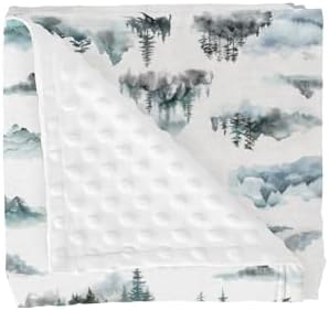 Foggy Trees Mountain Baby Blankets for Girl Boy Green Mountain Landscape Soft Mink Dotted Backing Double Layer Swaddle Receiving Blanket Toddler Nature Adventure Nursery Bed Blanket Crib 30x40 by GrowhappyGrowhealthy
