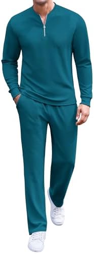 COOFANDY Men's 2 Piece Tracksuit Set Polo Athletic Sweatsuit Quarter Zip Jogging Long Sleeve Casual Sports Outfits by COOFANDY