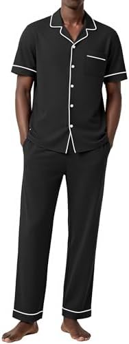 Ekouaer Men's Cotton Pajama Set Short Sleeve Button Down Sleepwear Pjs by EKOUAER