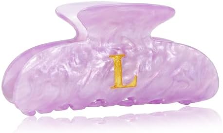 Acrylic Letter Hair Clips for Women - Purple Monogram Hair Claw Alphabet Large Hair Clip, Fashion Glitter Claw Clips Elegant And Durable Hair Accessory, Letter L by Fohufo