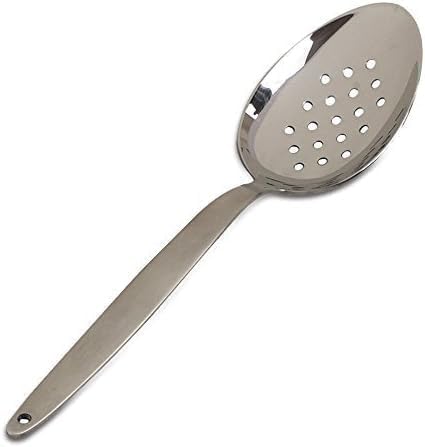 Chef Kunz Perforated Spoon | 18/10 Stainless Steel Plating 9 Inch Basting Quenelle Serving Plating Spoon (Perforated)
