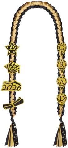 Class of 2026 Graduation Leis,Black&Gold Ribbon Lei Set with Handmade Accessory,Graduation Gift for Her Him by MUFEIRUOFamilyIsHappyWarm