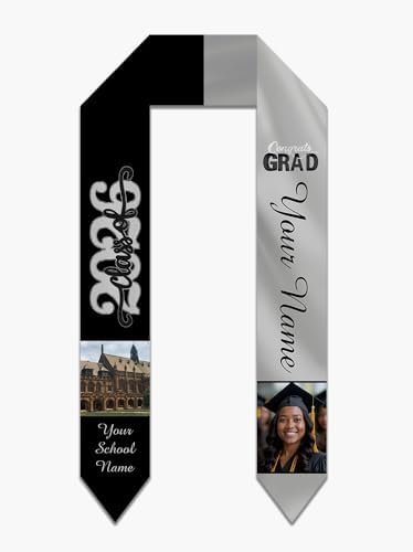Personalized Graduation Stole Sash Custom Class of 2026 Congratulation Graduation Gifts with Photo by AUBAO