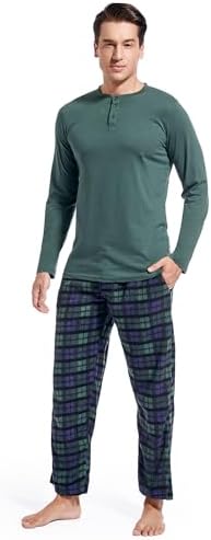 DG Hill Mens Pajama Pants - Pajamas Set Flannel PJ Pants for Men Cotton Top by DGHill