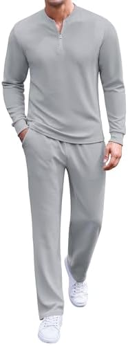 COOFANDY Men's 2 Piece Tracksuit Set Polo Athletic Sweatsuit Quarter Zip Jogging Long Sleeve Casual Sports Outfits by COOFANDY