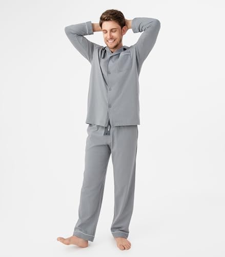 DAVID ARCHY Men's Pajama Set, Premium Combed Cotton Long Sleeve Sleepwear - Image 4