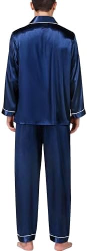SWOMOG Mens Silk Satin Pajamas Set Long Sleeve Sleepwear Button-Down Pj Two-piece Loungewear with Long Pants S-XXL - Image 4