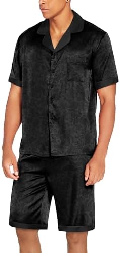 Ekouaer Men Silk Pajamas Set 2 Pieces Satin Pj Button Down Loungewear Sets - Image 6