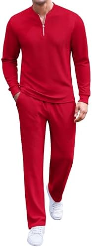 COOFANDY Men's 2 Piece Tracksuit Set Polo Athletic Sweatsuit Quarter Zip Jogging Long Sleeve Casual Sports Outfits by COOFANDY