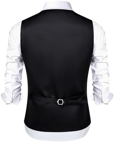 DiBanGu Mens Vest and Tie Set Formal Paisley Waistcoat and Necktie Pocket Square Cufflinks Silk Suit Vest for Tuxedo Wedding - Image 7