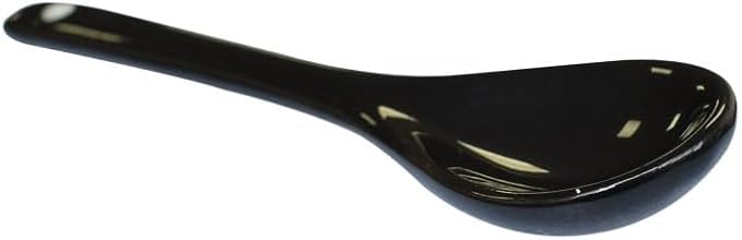 Black 6 pcs Porcelain Egg Spoons Ceramic Spoons 4.7 inch Coffee Dessert Yogurt Tea Milky Tea