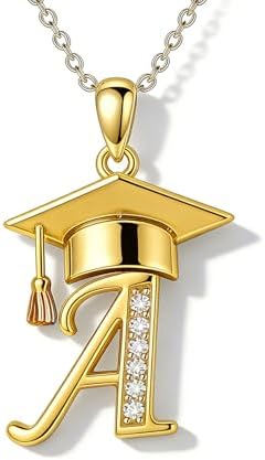Graduation Gifts for Women, 18K Gold Graduation Initial Necklace A-Z, Inspiring Grad Pendant Necklace Present, College Seniors High School Graduations Jewelry Gifts by VyrnissJewelry